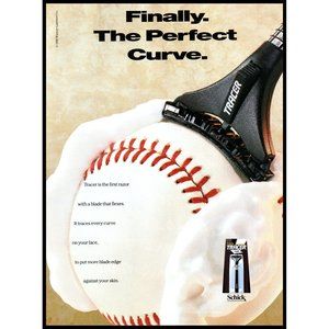 1992 Schick Tracer Razor Vintage Print Ad Mens Grooming Baseball Wall Art Photo